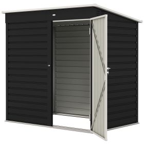 6' x 4' Outdoor Garden Shed, Metal Utility Shed with Lockable Door and Gloves for Backyard Garden Patio, Dark Gray