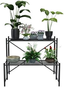 Mecor 2-Tier Metal Plant Stand, Large-Capacity Indoor/Outdoor Flower Pot Holder Stand for Potted Plant