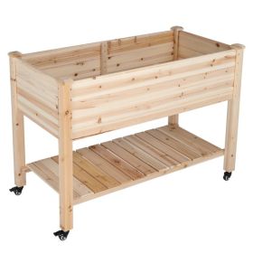 116 * 57 * 82cm Chinese Fir High Foot Type With Wheel Wood Planting Frame Log Color