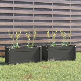 Garden Planter Set of 2 Grey Solid pinewood Medium Durable