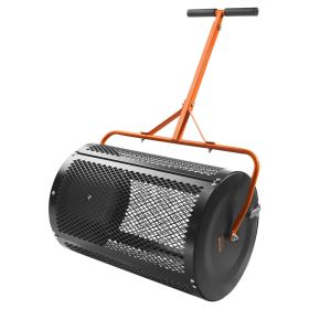 VEVOR Compost Spreader and Peat Moss Spreader, 24" Roller Lawn Spreader with Height Adjustable T Shaped Handle