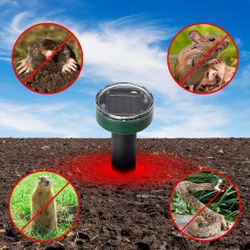 4Pcs Solar Powered Mole Repeller Sonic Gopher Stake Repellent Waterproof Outdoor For Farm Garden Yard Repelling Moles Gopher Snake Vole Rat Mice