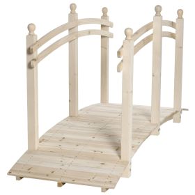 7.5' Wooden Arch Garden Bridge, Safety Rails for Backyard Ponds, Creeks, Streams, Natural (Option: Natural Wood-1285x335x330 mm)