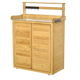 Backyard Garden Tool Storage Shed, Outdoor Storage & Potting Bench with 2 Magnetic Close Doors & Large Interior Storage Space (Option: Yellow-995x915x140 mm)