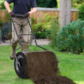 24-Inch Peat Moss Spreader with Upgrade Side Latches and U-shape Handle (Color: Black)