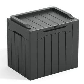 All-Weather 32 Gallon Patio Deck Box with Seat (Color: Gray)