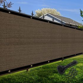 Artpuch Privacy Fence Screen Brown Customized Outdoor Mesh Panels for Backyard, Balcony,Patio,Construction Site with Zip Ties (Color: Brown, size: 8x106 ft)